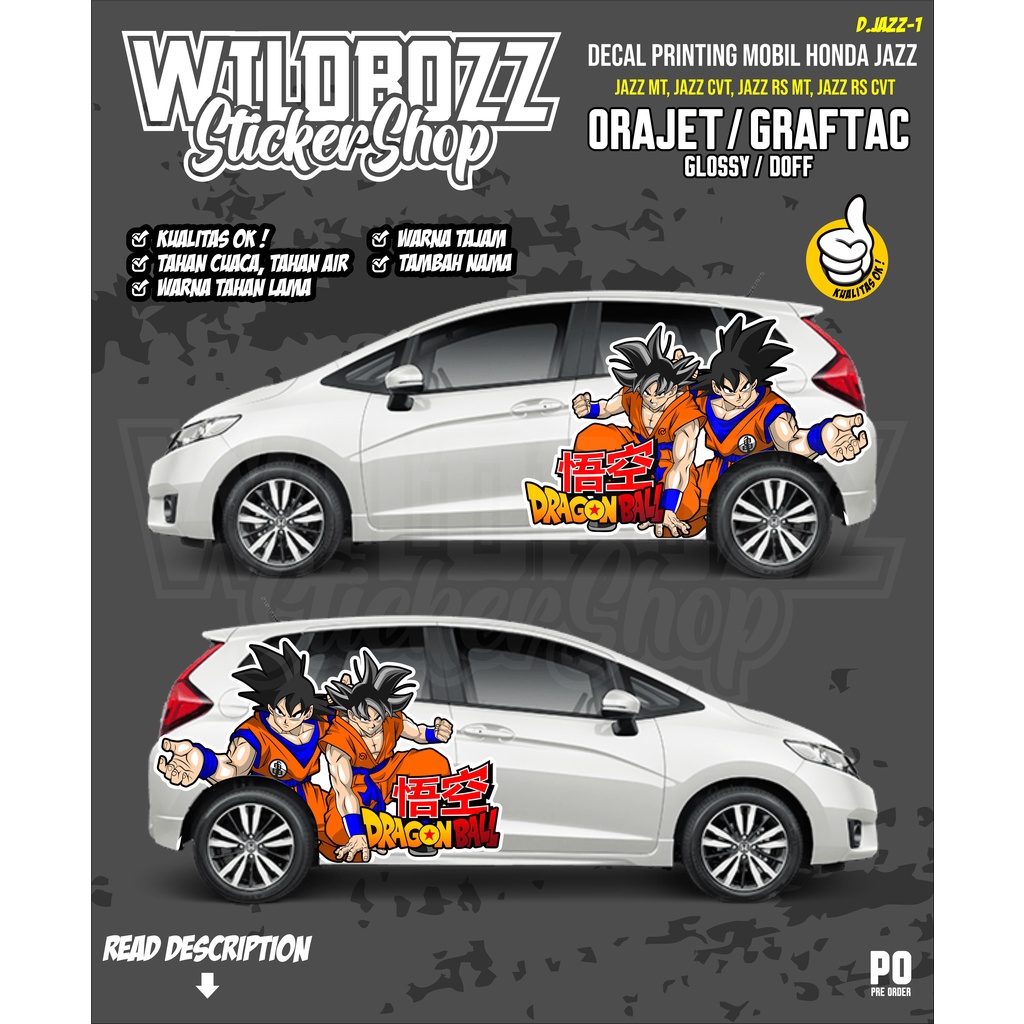 decal printing mobil honda jazz MT/ jazz CVT/ jazz RS MT/ jazz RS CVT (d.jazz-1) -WILDBOZZ STICKER-