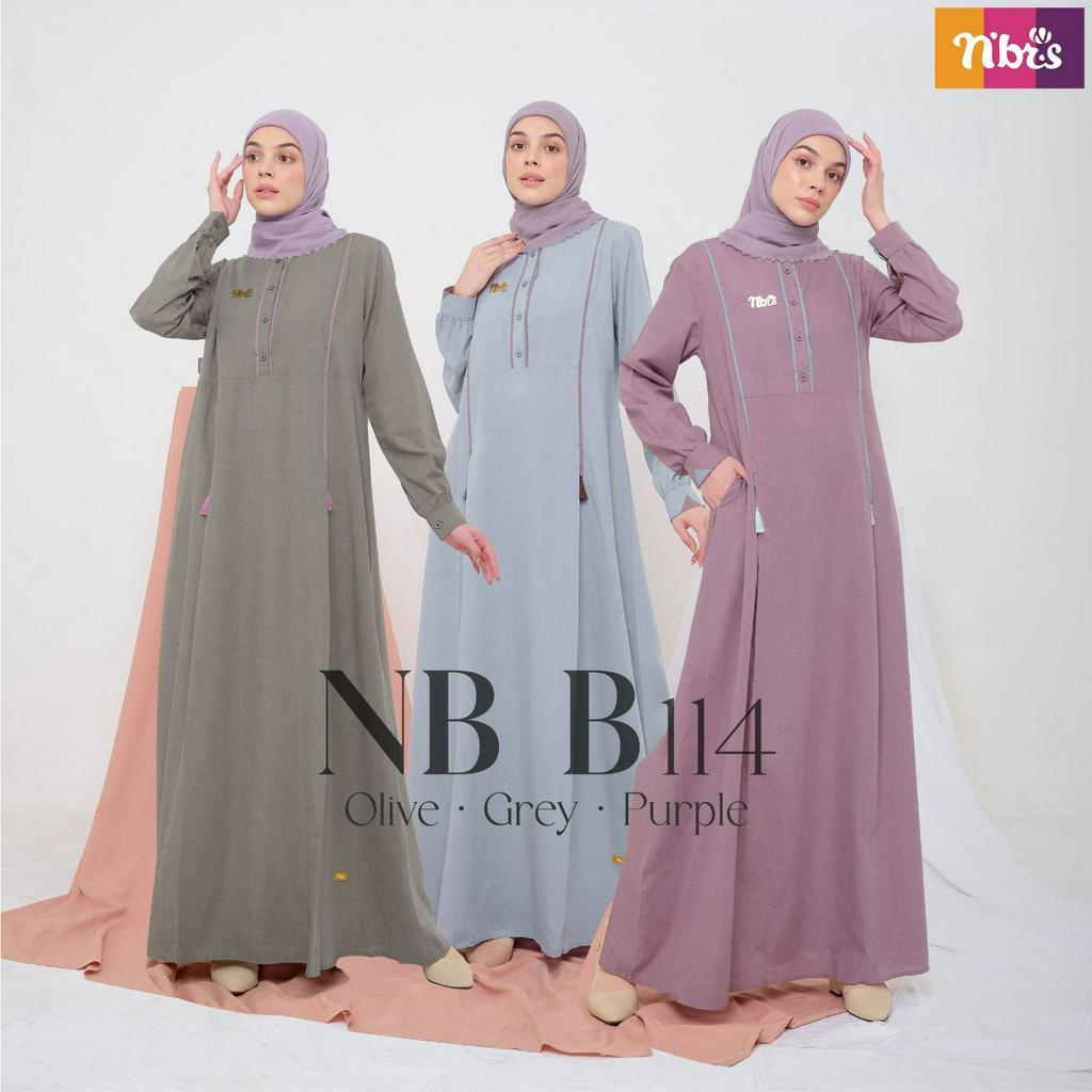 Nibras Gamis NB B114 Bahan Supernova Fashion Muslimah Simpel by Nibras bisa COD