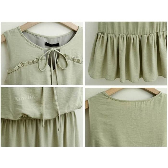 Mini Dress Casual Wanita Korea Import AB534551 Green White Red Putih Murah