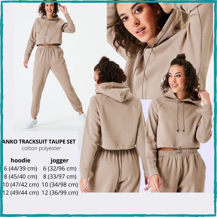 Set Hoodie & Jogger Wanita Murah Anko Tracksuit Taupe - 6 Murah