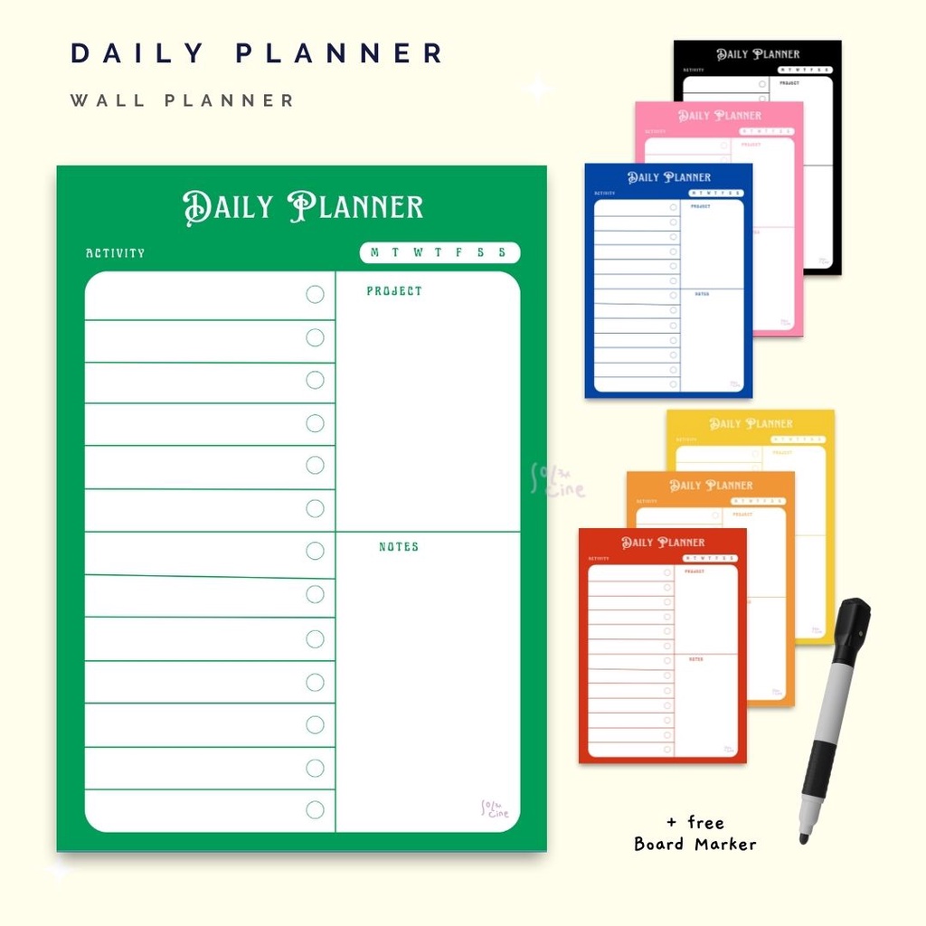 

Wall Planner Solucine - Recto Series (2) - Daily Planner, Meal Planner, Habit Tracker - Free spidol + Reuseable - A3 / A4