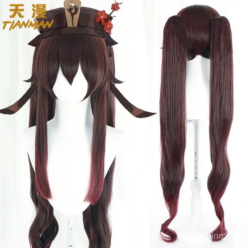 【Ready Stock】Genshin Impact HuTao Cosplay Women Wig Cosplay Anime Cosplay Wigs Wig Synthetic Heat Re