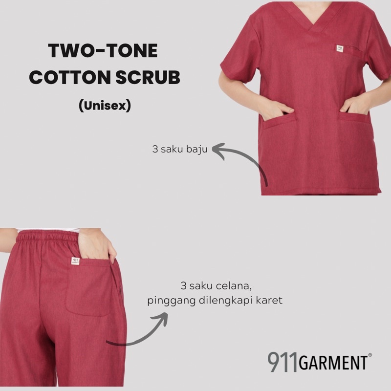 [Two tone/ Denim Edition] SET Scrub Dokter/Baju Jaga Dokter/ Baju OK/ Baju Perawat/ Baju Jaga