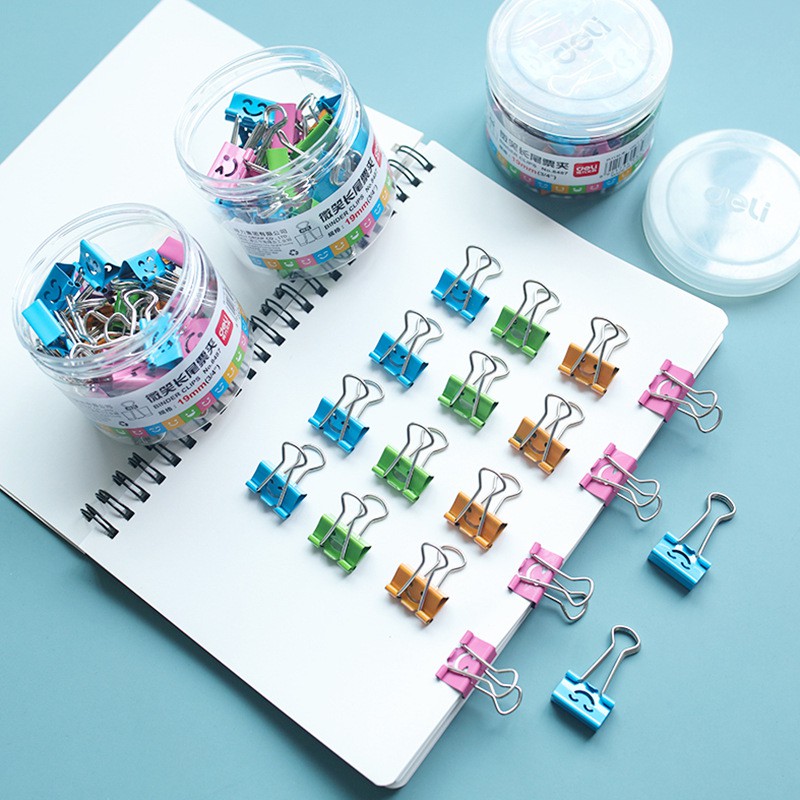 Deli Binder Clip Sekolah Bentuk Smile ketebalan clip hingga 19mm 8487