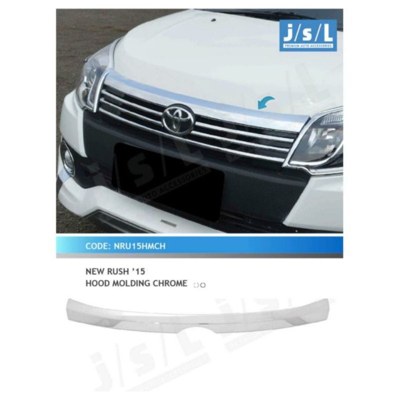 Hood molding New Rush Terios 2015 2017 List Kap Mesin Cover Chrome