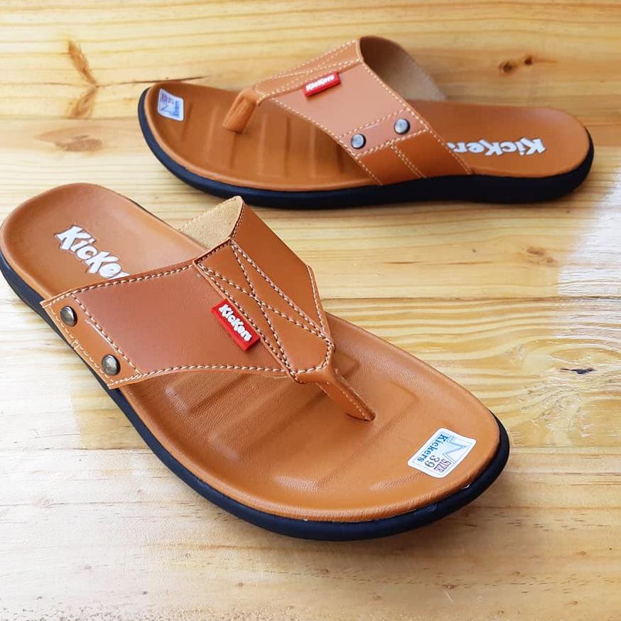 (READY) Sandal Pria Kulit Selop / Sandal L laki TERBARU  (Selop Polos - Jepit Polos)