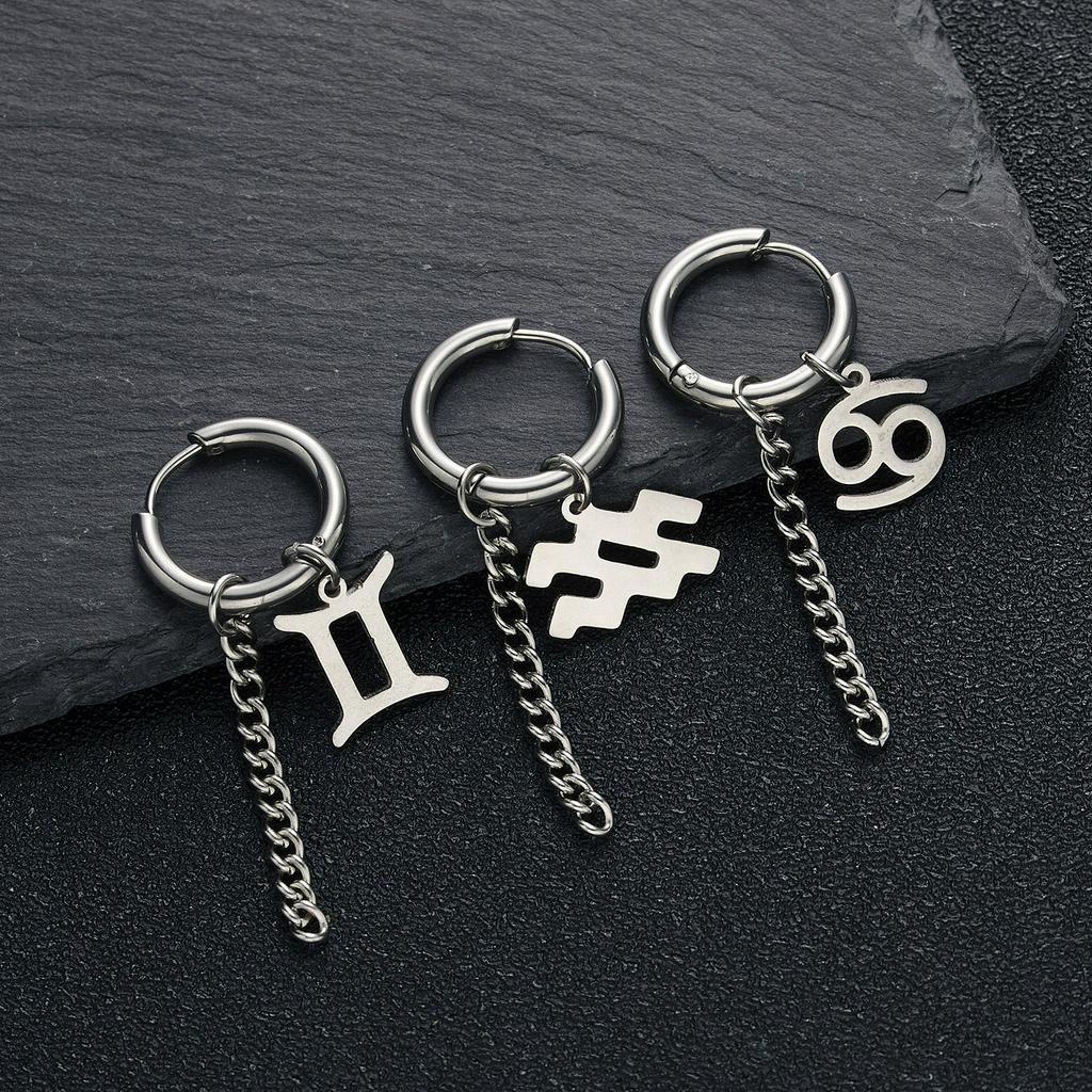 Anting Rantai Bahan Stainless Steel Gaya Hip Hop Punk Untuk Pria