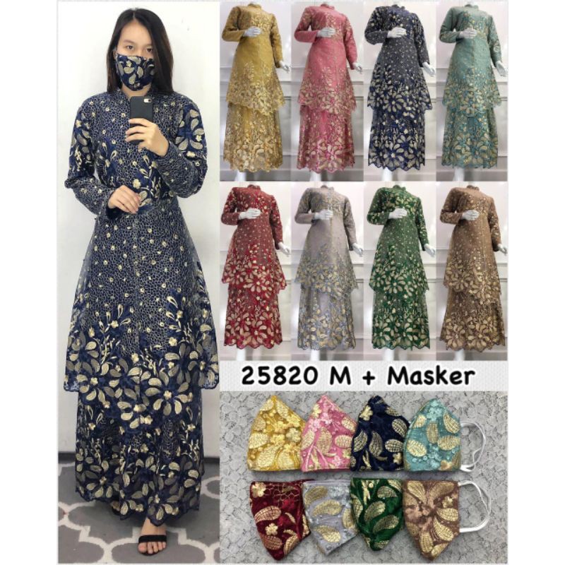 Gamis Mewah Full brokat Free Masker Murah Branded