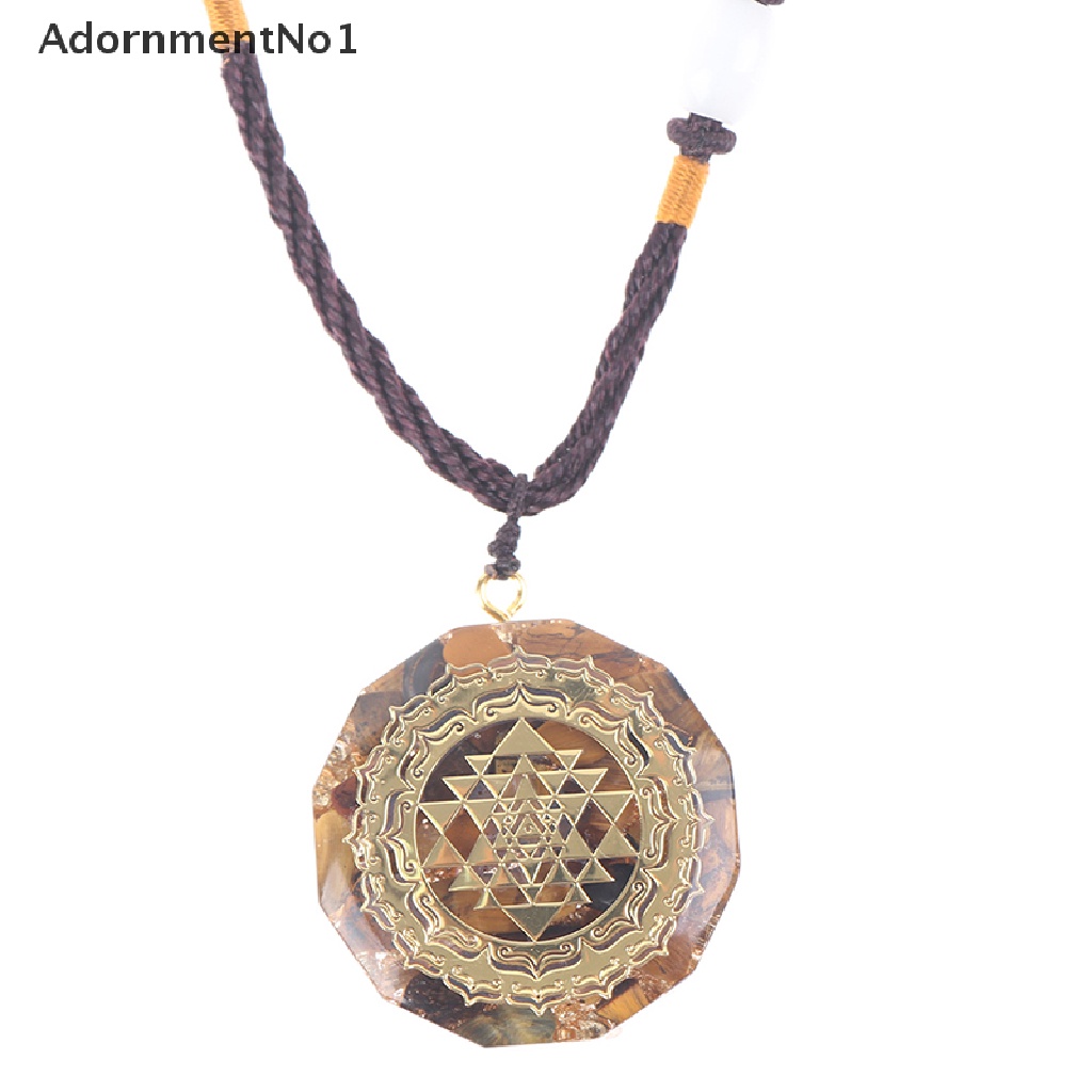 (AdornmentNo1) Orgonite Kalung Rantai Dengan Liontin Batu Tiger Eye Natural Untuk Wanita