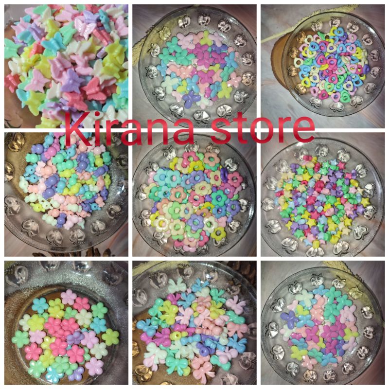 mote manik-manik akrilik warna pastel mix 30gram Variasi 1/ mote pastel warna warni import