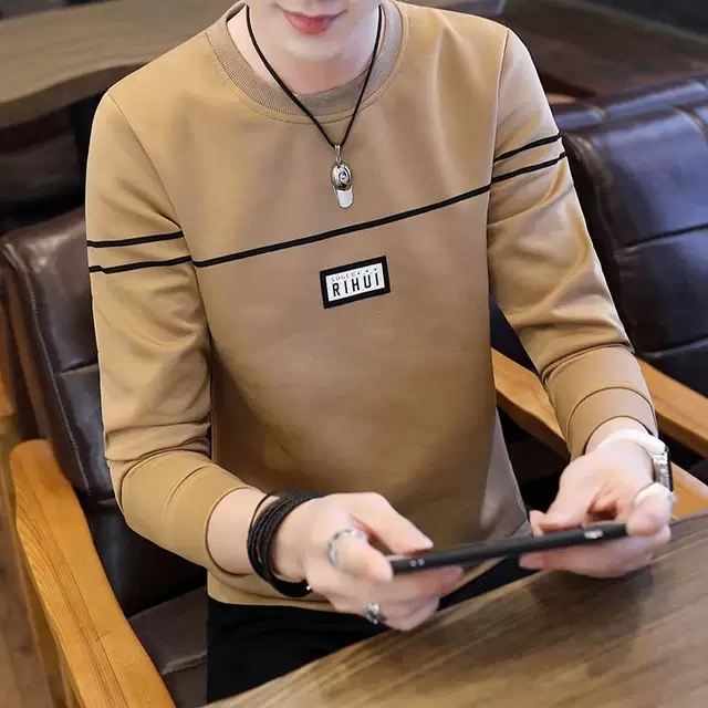 KIYOWO-Baju Sweater Rihui Pria Lengan Panjang Pria