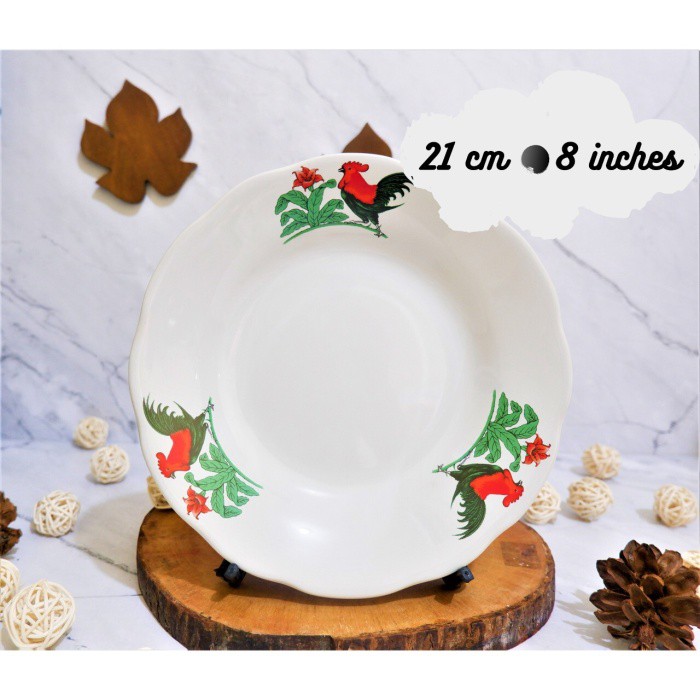 PIRING JAGO DIAMETER 8 INCH/PIRING JAGO/PIRING/PIRING MAKAN KERAMIK/PIRING AYAM JAGO/LUSIN