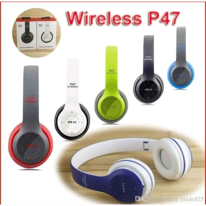 HEADPHONE BANDO BLUETOOTH P47 WIRELESS STEREO PRO BASS / HEADSET/HAND