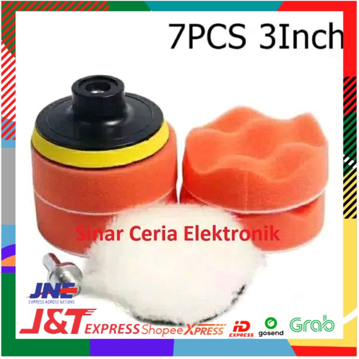 ✨ BISA COD ✨ ALAT BUSA SPON POLES MOBIL MOTOR PAD VELCRO DRILL M10 3 INCH 3" 7IN1