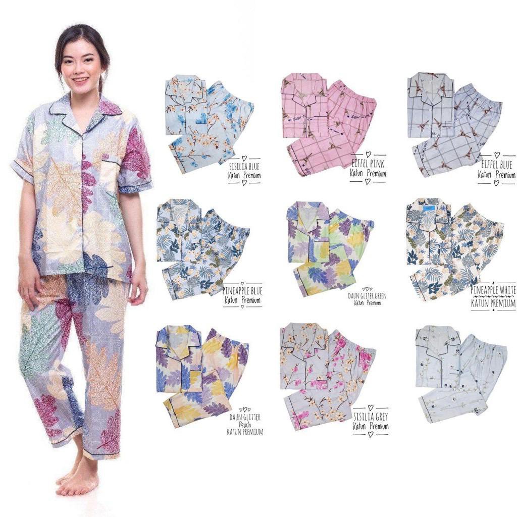 PIYAMA DEWASA WANITA BAHAN KATUN EROPA PREMIUM CP