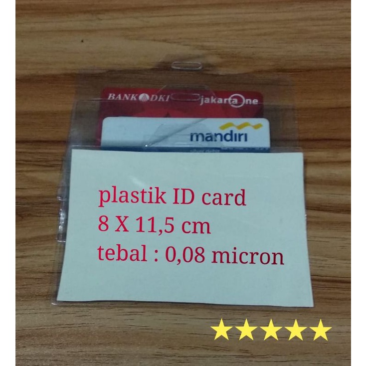 

plastik ID card / plastik gantungan kartu peserta, ukuran 8 X 11,5cm 1pak ( isi 100pcs )
