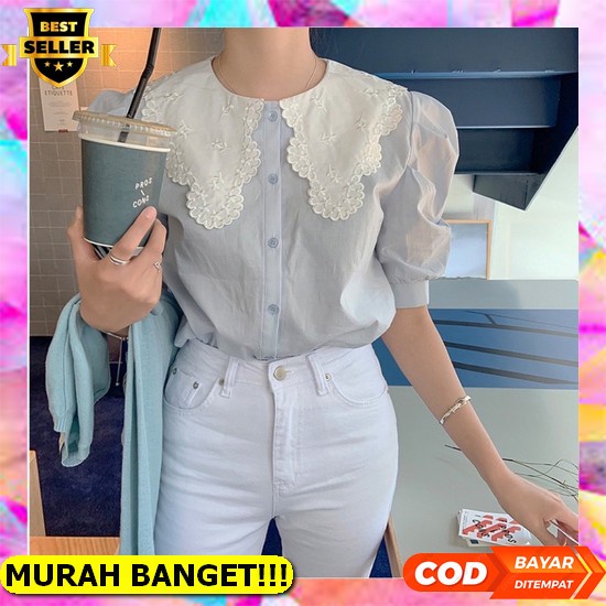 Fashion Remaja Kekinian Blouse Korea Terbaru Blus Cewek Baju Atasan Wanita Import Murah Sunny Ungu [