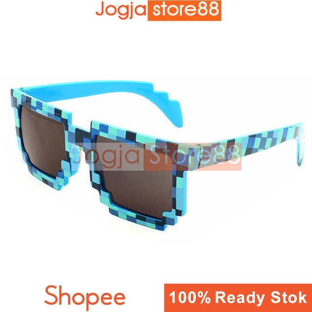 Kacamata Anak | Model Pixel Minecraft Mosaics Fiter UV Protection - Blue