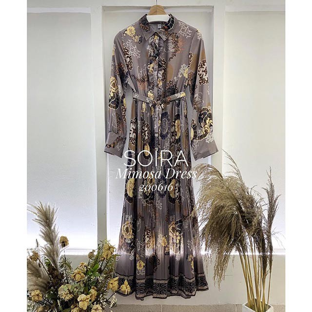 DRESS IMPORT >> MIMOSA DRESS Matt Silk Import Premium, Ori Soira Import Bangkok, Fit to xl