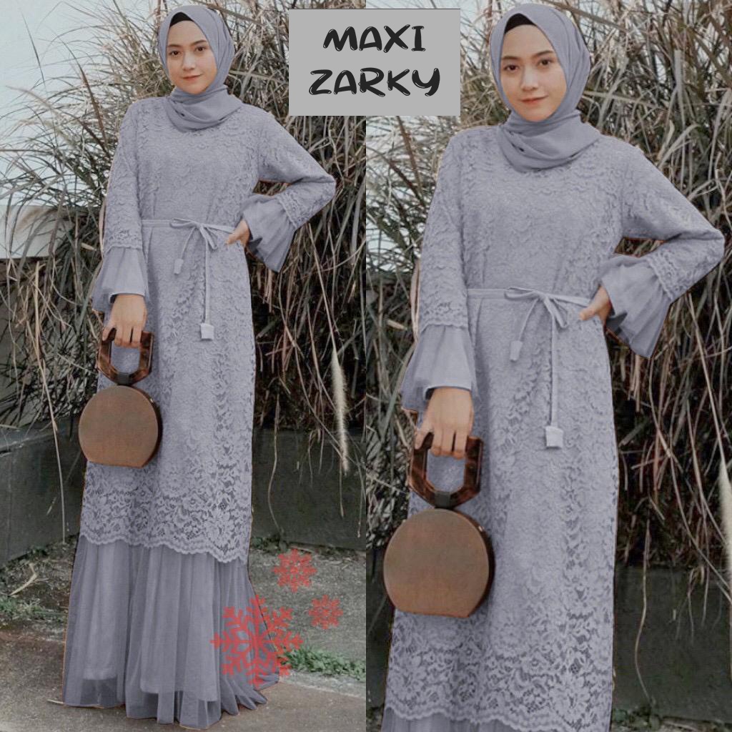 TERLARIS!! Zarky Maxi Dress Gamis Brukat Kekinian Pesta Kondangan Remaja Dewasa Wanita Fashion Muslim Premium Size Jumbo