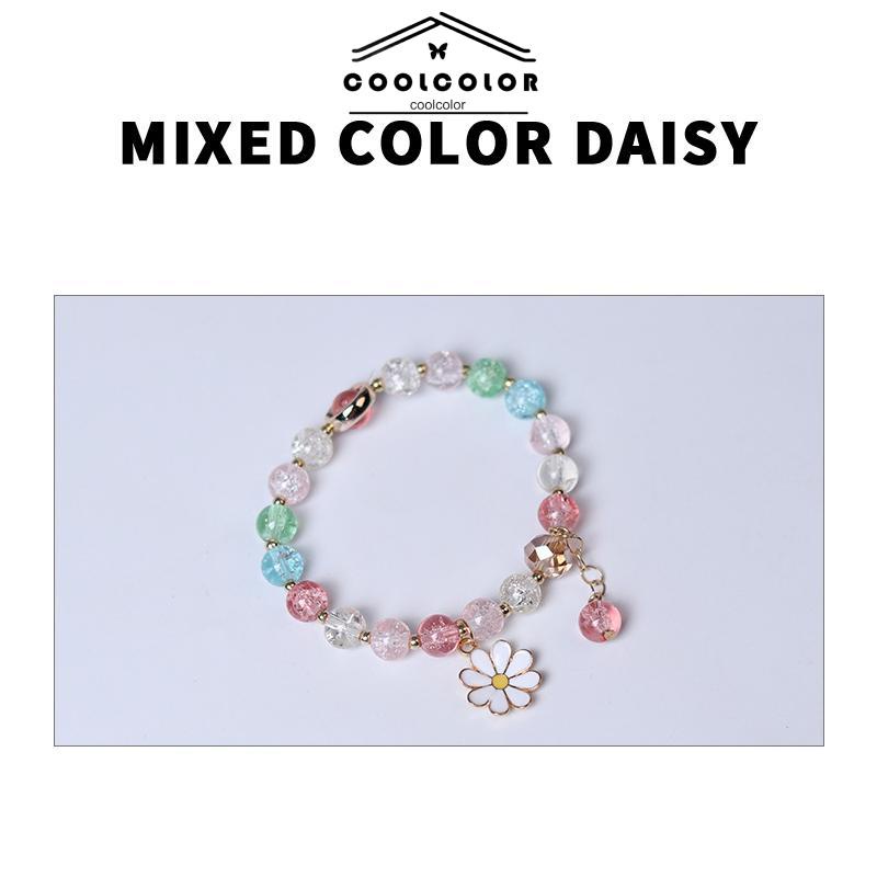 Murah❤️Gelang Manik Kristal Daisy Gelang Liontin Pacar Mahasiswa Perhiasan Gelang Menggemaskan Korea Gaya Fashion Aesthetic Warna-warni Untuk Wanita Perhiasan Aksesoris Hadiah Ulang Tahun Kado