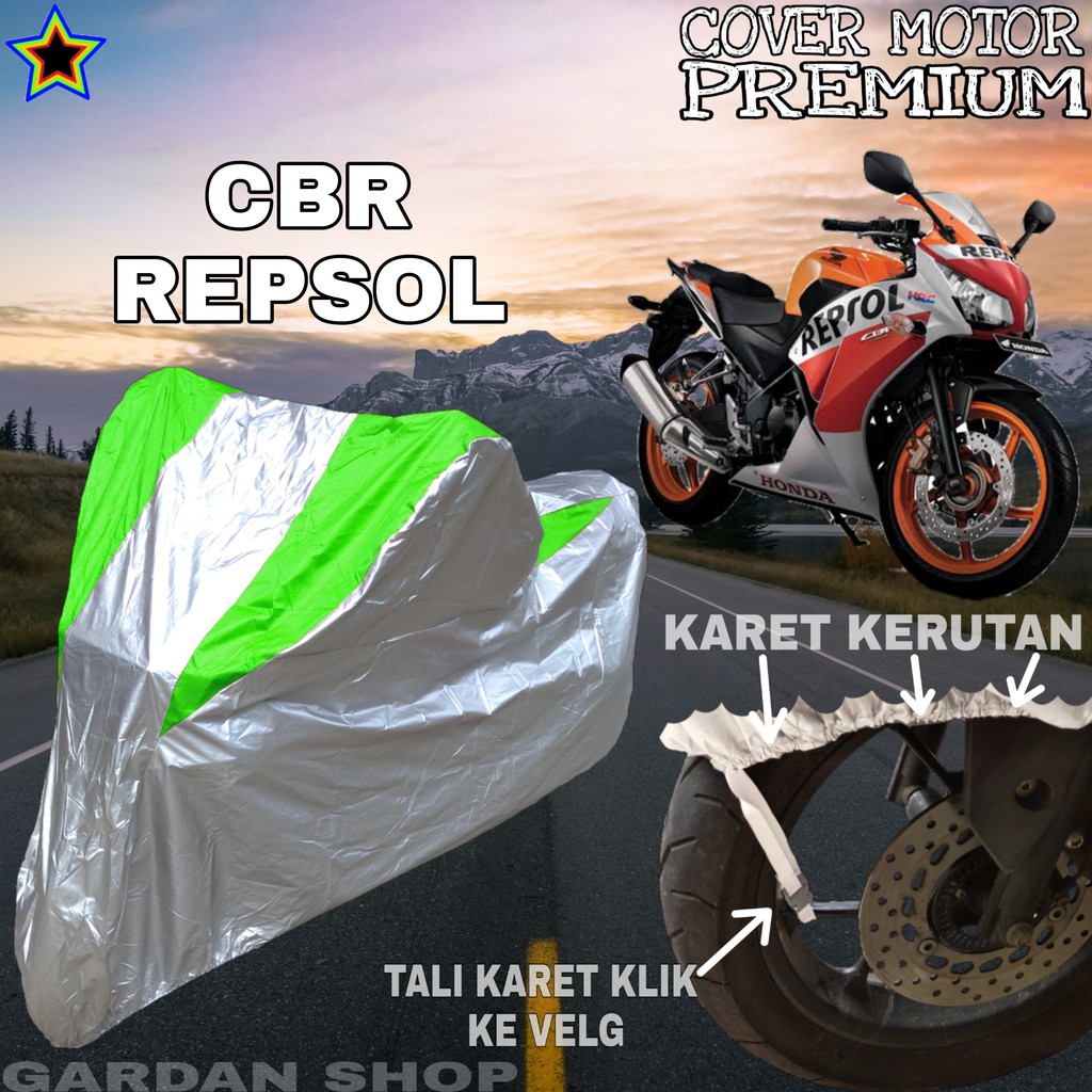 Sarung Motor CBR REPSOL Silver HIJAU Body Cover Penutup Pelindung Motor Cbr PREMIUM