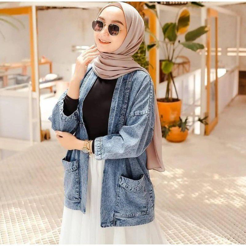 0CARDIGAN JEANS WANITA // OUTER JEANS WANITA //  BEST SELLER TERMURAH