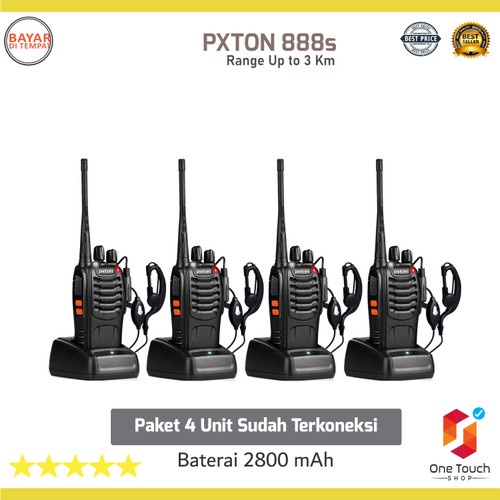 Paket 4 Pcs Radio Komunikasi HT Walkie Talkie Pxton BF 888s Terkoneksi