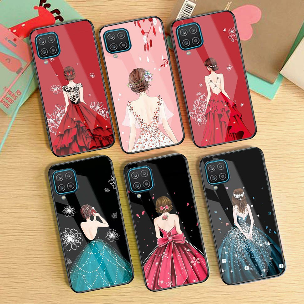 [M6] Premium Hard Glass Case Samsung A12 A22 4G 5G-  Case Kilau Samsung a12 - Case Glossy Kilau Sams