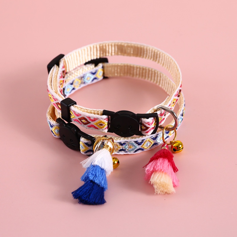 ★〓YUFeiPet〓★New Hot Pet Collars Cat Collar Breakaway Buckle Dog Collar Bells Pet Supplies Tassels Bell Pet Accessories