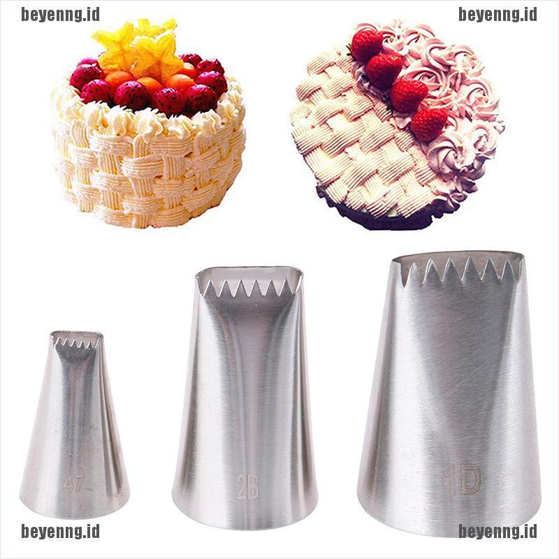 Bey 3pcs Spuit Piping Icing Bahan Stainless Steel Untuk Dekorasi Kue