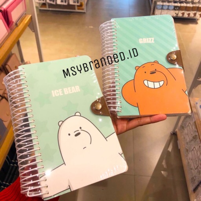 [Termurah] MINISO Memo book Large wirebound with buckle we bare bears GRIZZ ICE BEAR