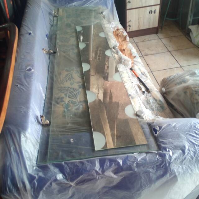 Sofa panjang L putus sambung biru