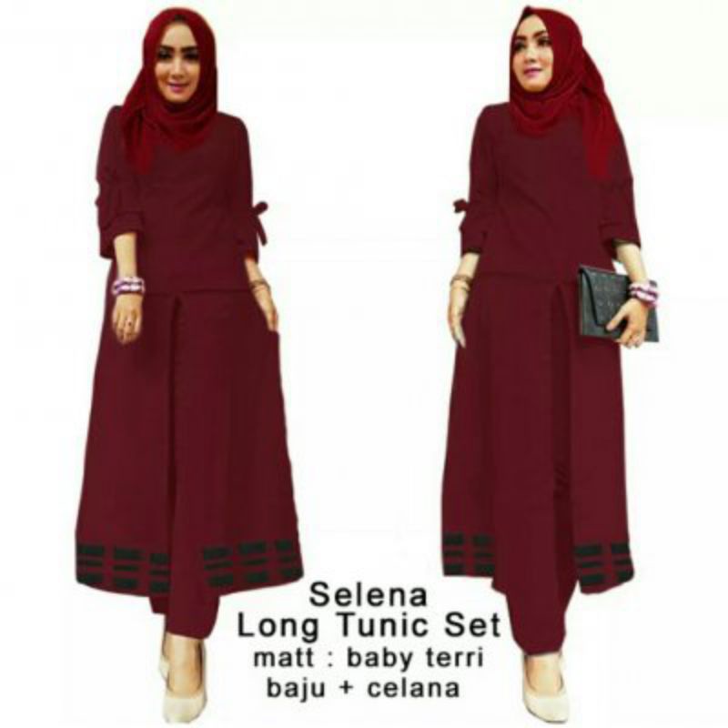 GW Setelan Selena long tunic,pakaian tunic jumbo,stelan fashion wanita hijab