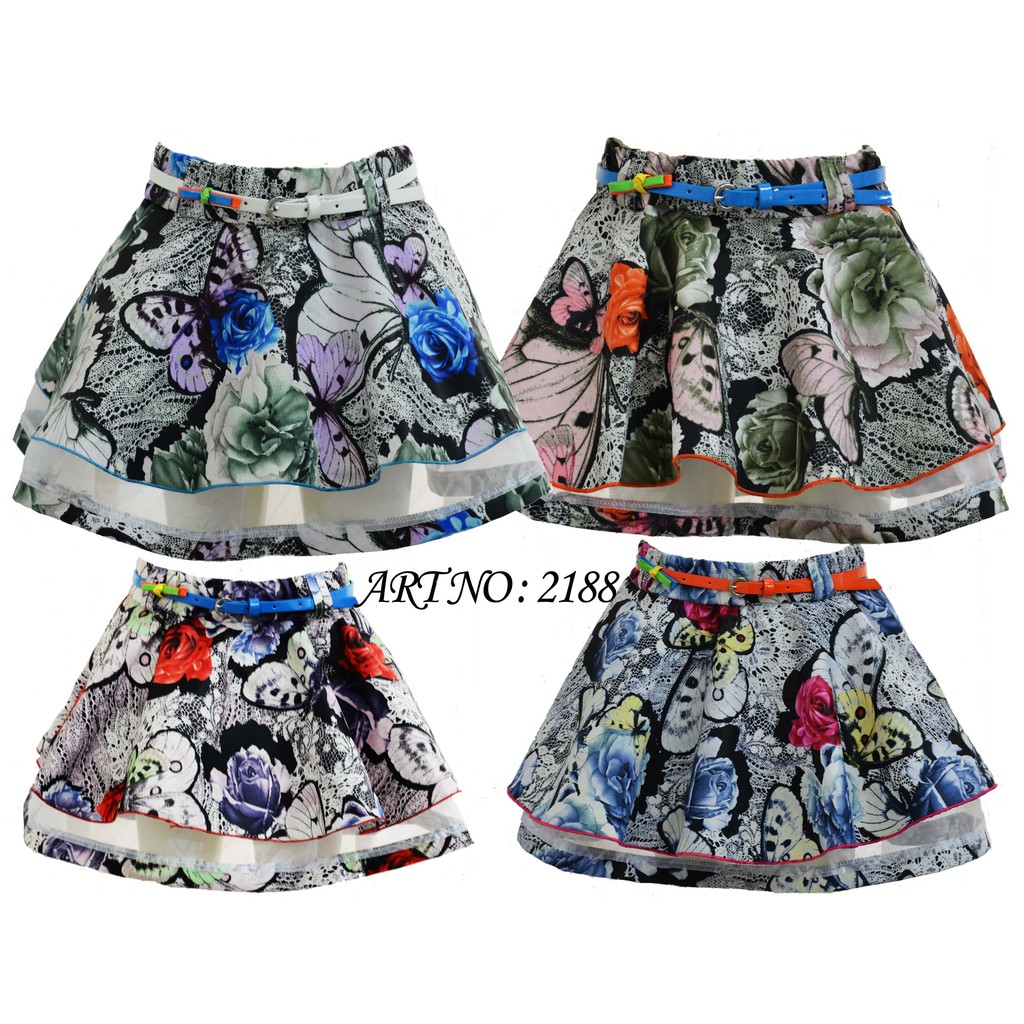 Rok Circle Twill Bunga Anak-Anak Perempuan