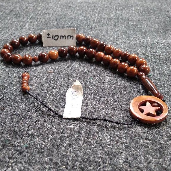 tasbih kokka bulat ± 10 mm ( 10mm )  33 butir bulan bintang