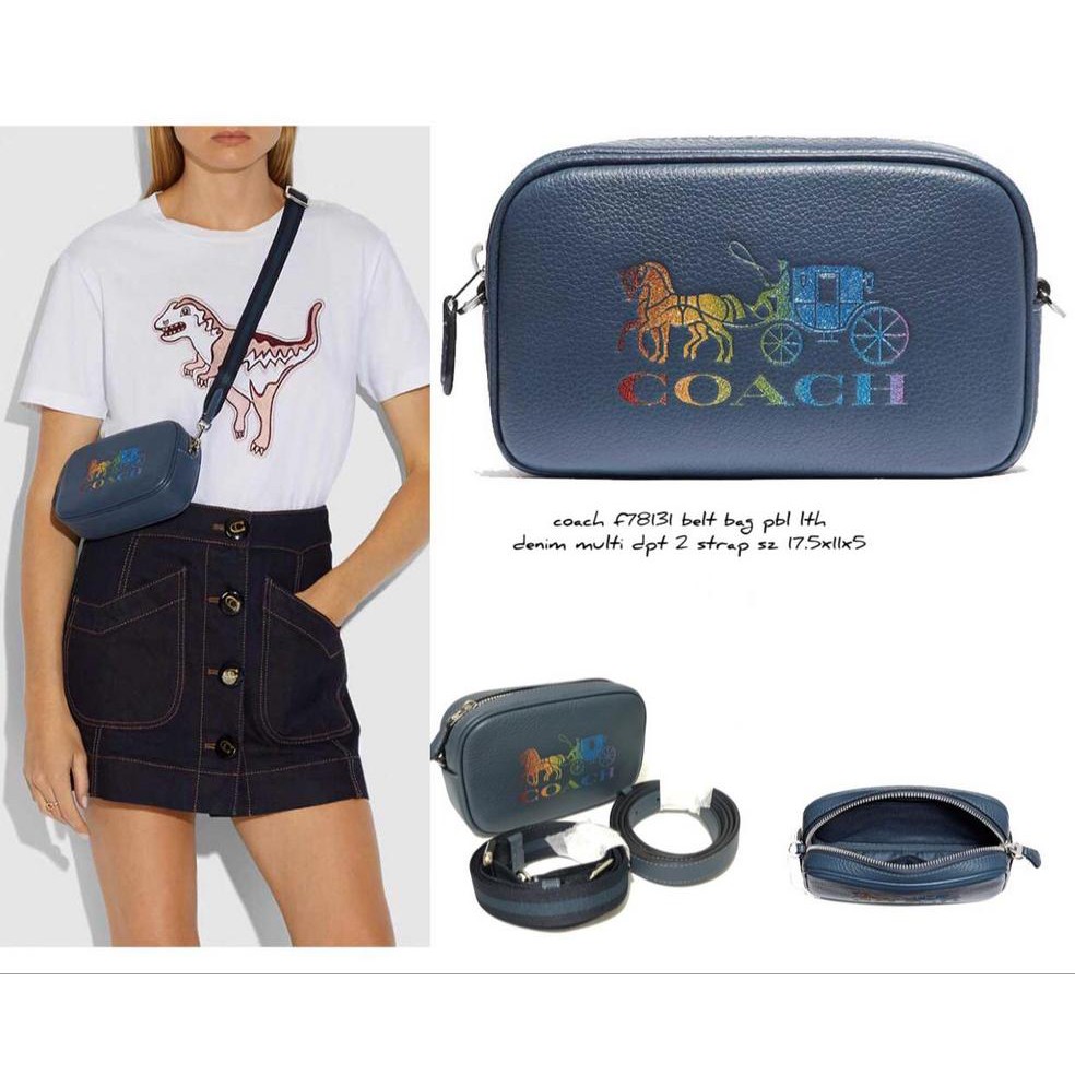 tas coach belt bag pebbled leather denim multi f78131