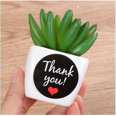 Black Round Shape #01 &quot;Thank You&quot; Sticker (1sheet=12pcs)