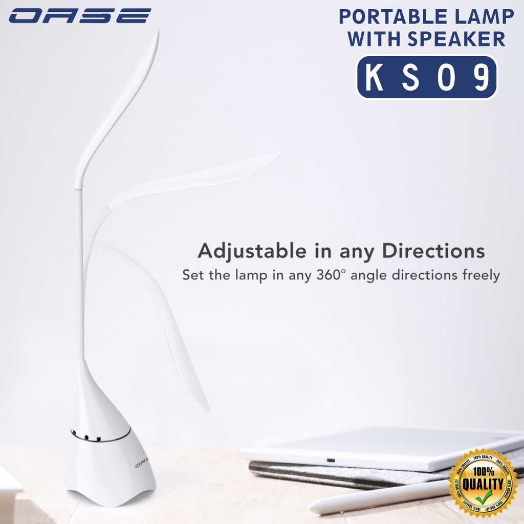 Speaker Bluetooth OASE KS09 Wireless Portable Lampu LED 360 Derajat Angle Direction