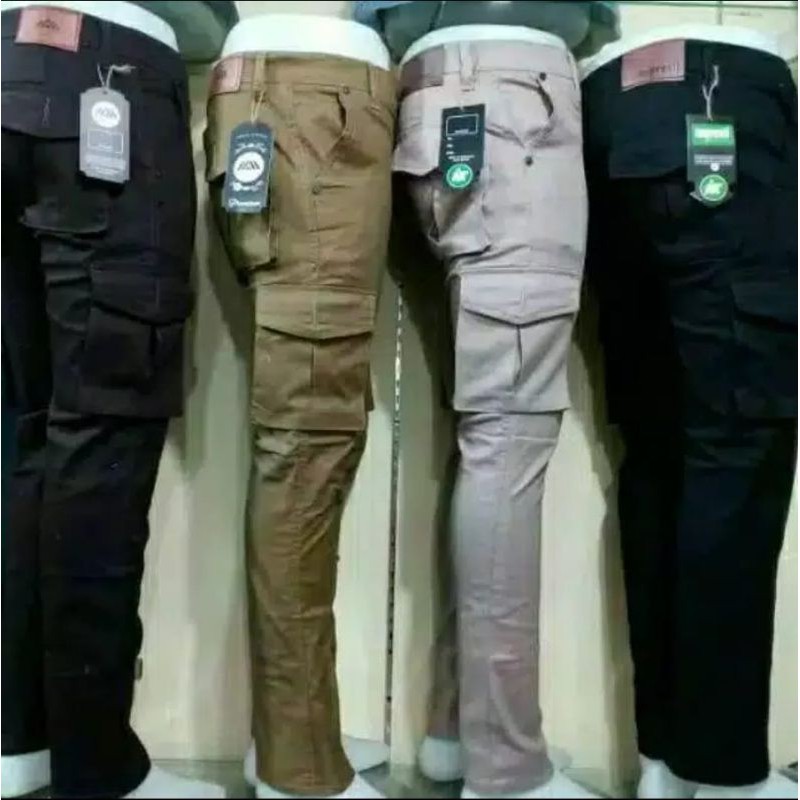 (READY COD) CELANA PDL CARGO SLIMPIT,ABU,MOCCA,CREM,HITAM SIZE 27_32