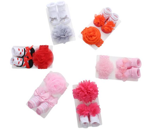 1234OS - Kaos kaki bandana set newborn bayi, Kaos kaki bunga newborn bayi perempuan.