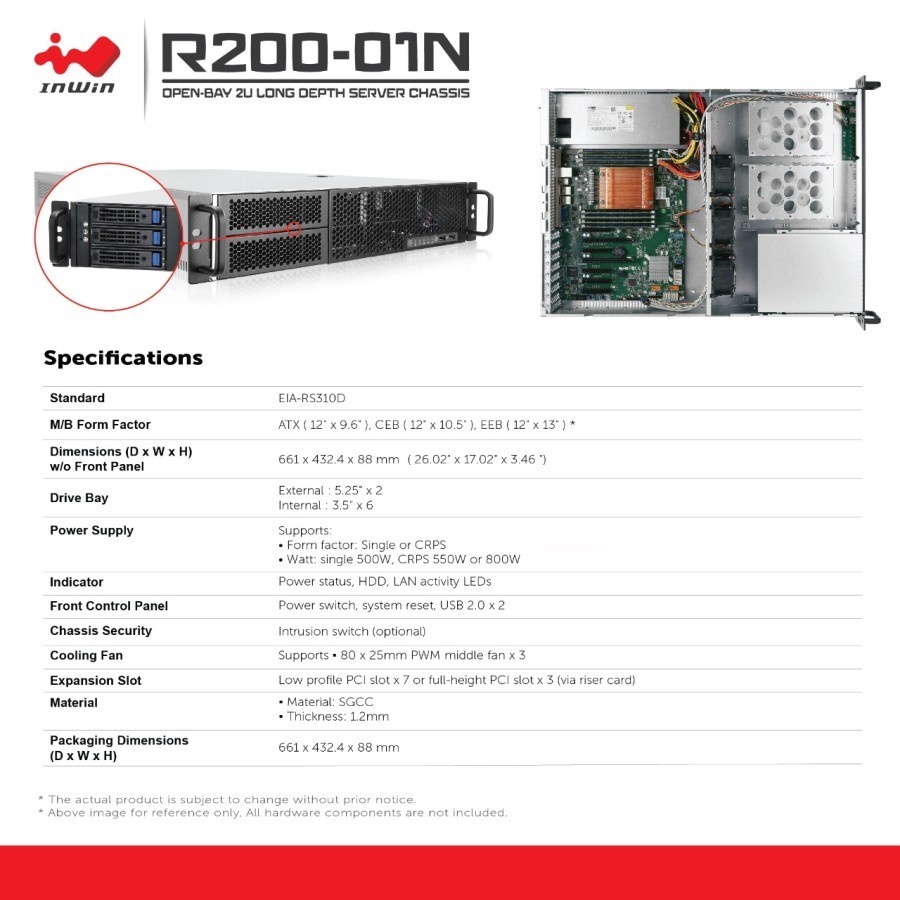 InWin IW-R200-01N - 2U Server Casing + PSU 800W Redundant Platinum