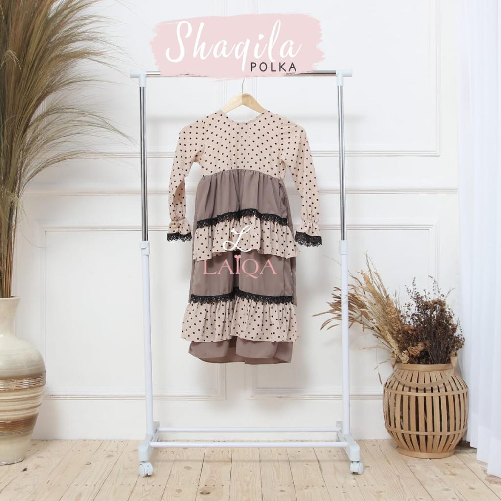 Gamis Anak, Shaqila Polka series Mocca 3 - 8 Tahun by LAIQA