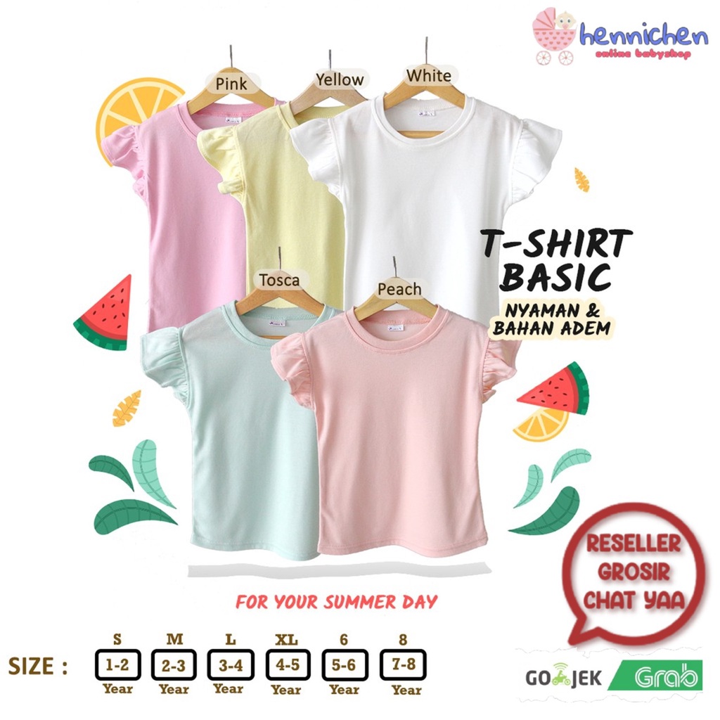 TSHIRT BASIC ANAK KAOS ANAK UNISEX ATASAN ANAK ADEM NYAMAN (1-8 TAHUN) JK