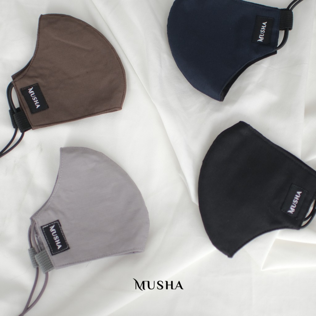 MUSHA Basic Mask Strap - Grey | Masker Kain 3 Ply Earloop