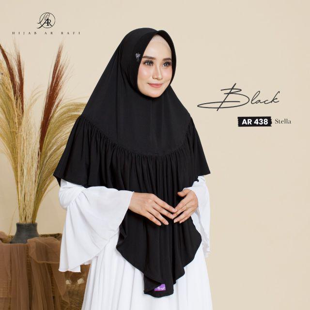 TERLARIS BISA COD ✓ Hijab Ar Rafi AR 438 hijab instan bergo Arrafi jumbo || INAYAHHIJAB-Black