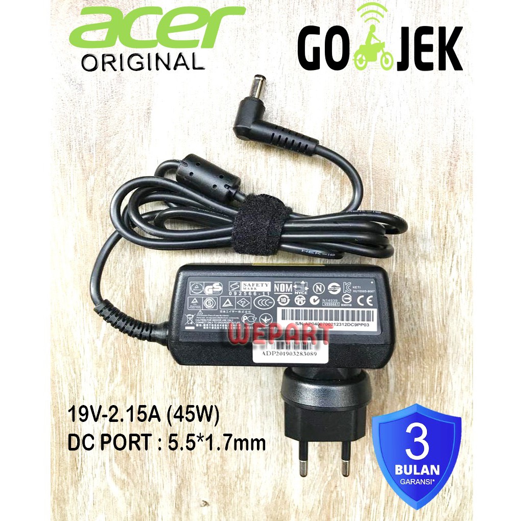 Adaptor charger original netbook acer aspire one  V5-121 V5-122 V5-132 AO521 AO533 AO753 AOD257