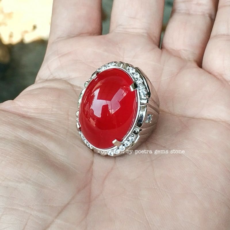 CINCIN BATU AKIK NATURAL RED CARNELIAN RED BARON MERAH GIWANG