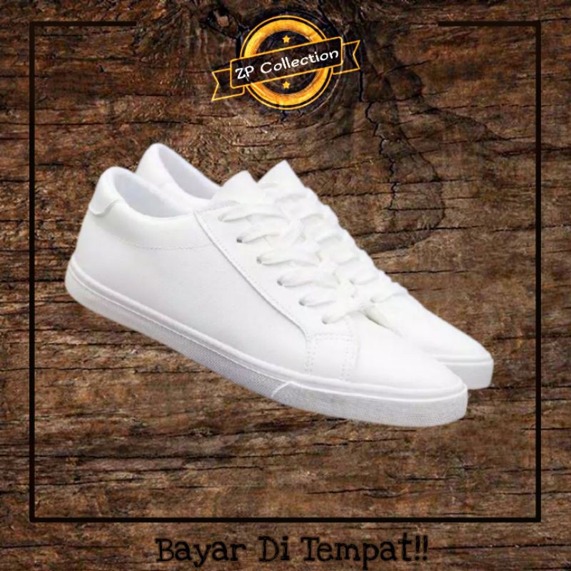 Promo!! Sepatu Sneaker Putih/Hitam Polos, Sepatu Putih