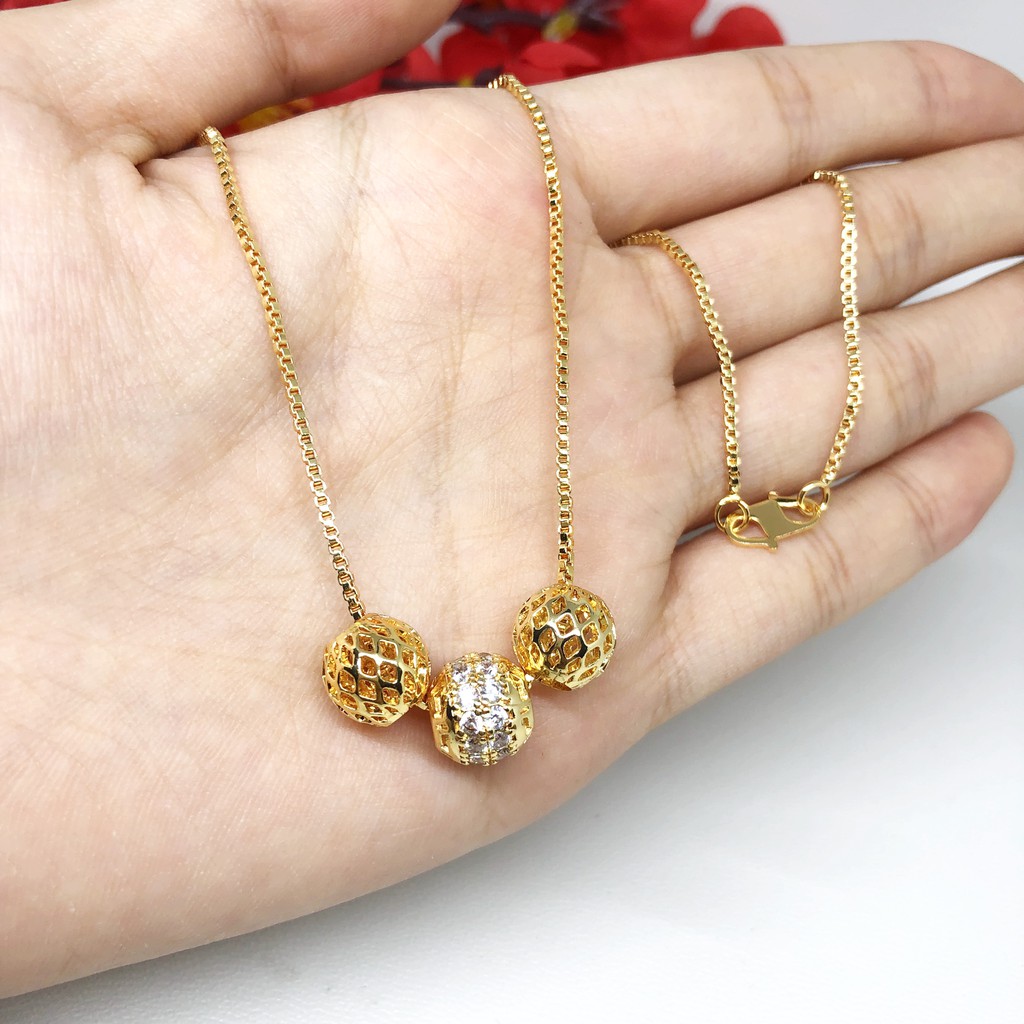  Kalung  Lapis Emas  18k Gold Xuping Liontin Bulat Bola  